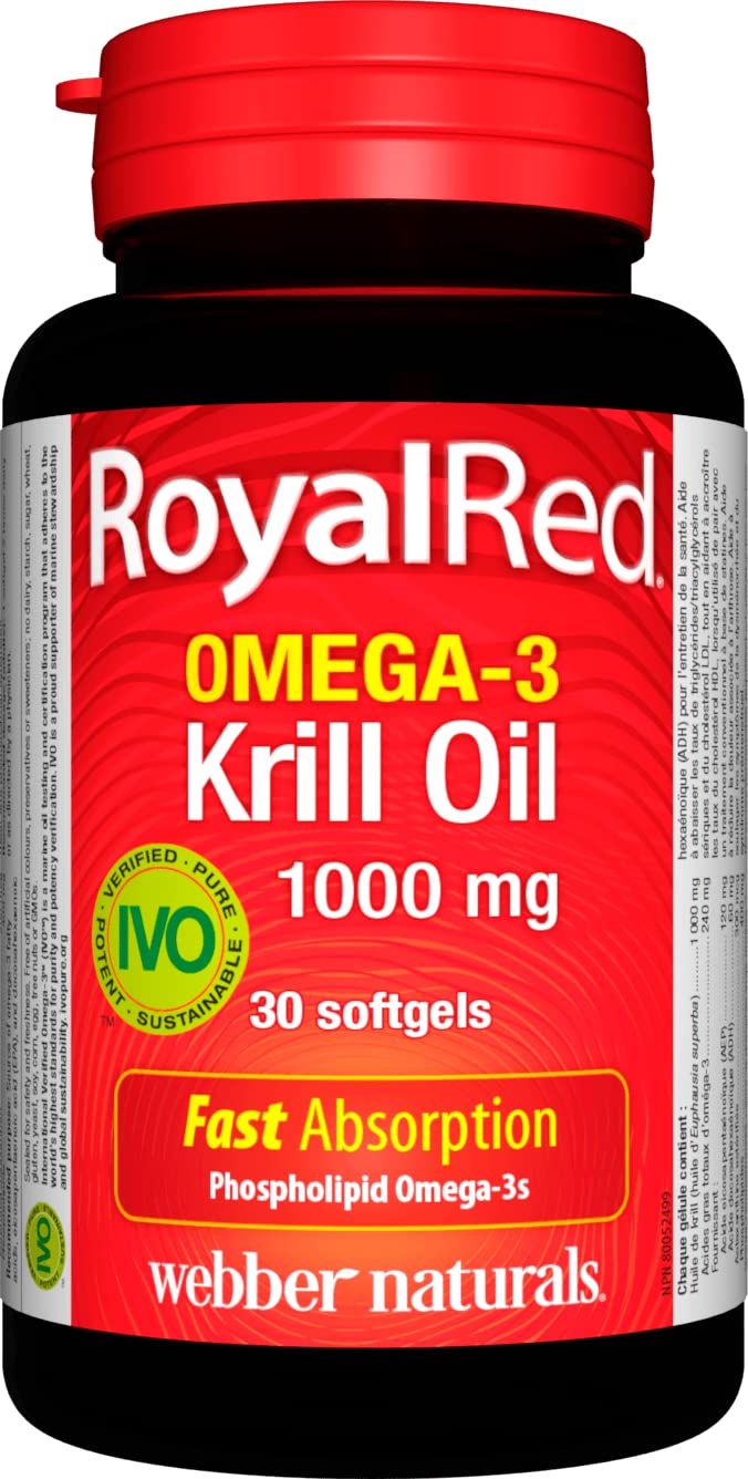 Webber Naturals RoyalRed Krill Oil 1000 mg, 30 Softgels, Supports Cardiovascular Health and Brain Function, Antioxidant Support 🍁 All In One Marketplace Canada