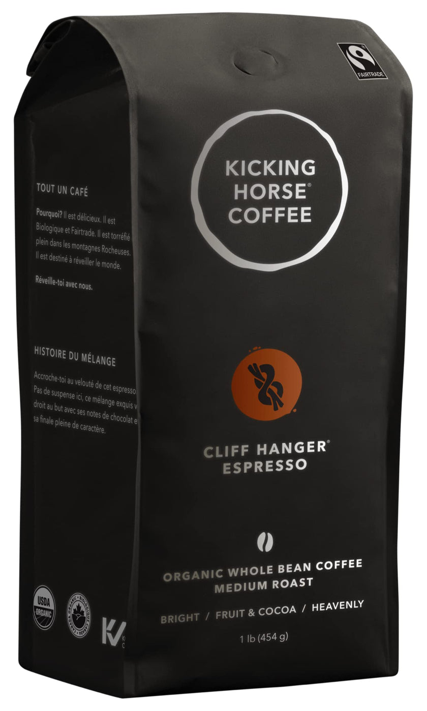 Kicking Horse Coffee, Cliff Hanger Espresso, Medium Roast, Whole Bean, 1 lb - Certified Organic, Fairtrade, Kosher Coffee 🍁 All In One Marketplace Canada