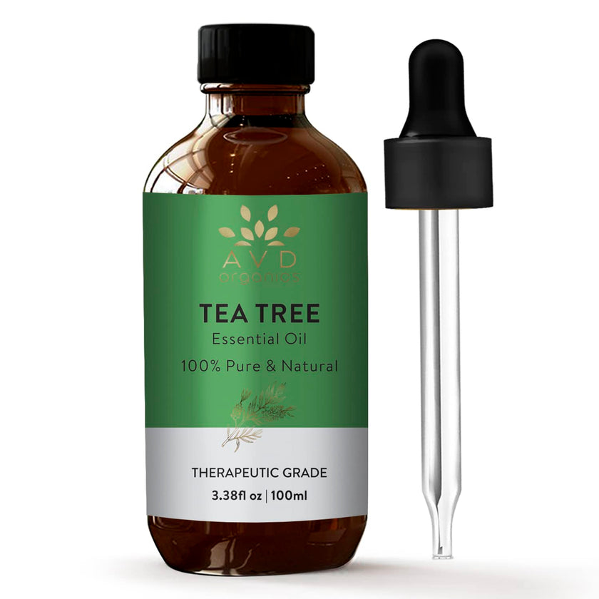 AVD Organics Tea Tree Oil | 100% Pure and Natural Tea Tree Essential Oil for skin | for Nail Fungus Face Aromatherapy Home Diffusers Carrier | 3.38 fl. Oz 🍁 All In One Marketplace Canada