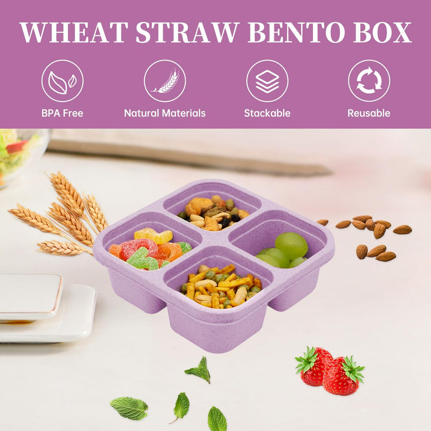 Luriseminger 5 Pack Bento Lunch Box,4 Compartment Snack Containers,Divided Snack Box,Meal Prep Lunch Containers FOR Kids/Toddle/Adults,Food Storage Containers for School, Work and Travel 🍁 All In One Marketplace Canada