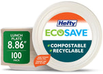 Hefty ECOSAVE Compostable Disposable Paper Plates Lunch 8.86