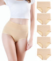 wirarpa Women's High Waisted Cotton Briefs Ladies Underwear Comfortable Panties 5 Pack Beige Large 🍁 All In One Marketplace Canada