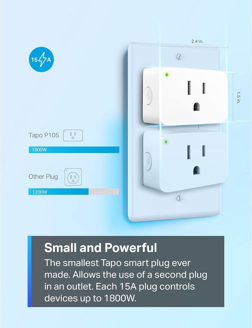 TP-Link Tapo Smart Plug Mini 15A, Smart Home Wi-Fi Plug, Super Easy Setup, Compatible with Alexa & Google Home, No Hub Required, UL Certified, 2.4G WiFi Only, White, Tapo P105(4-Pack) 🍁 All In One Marketplace Canada