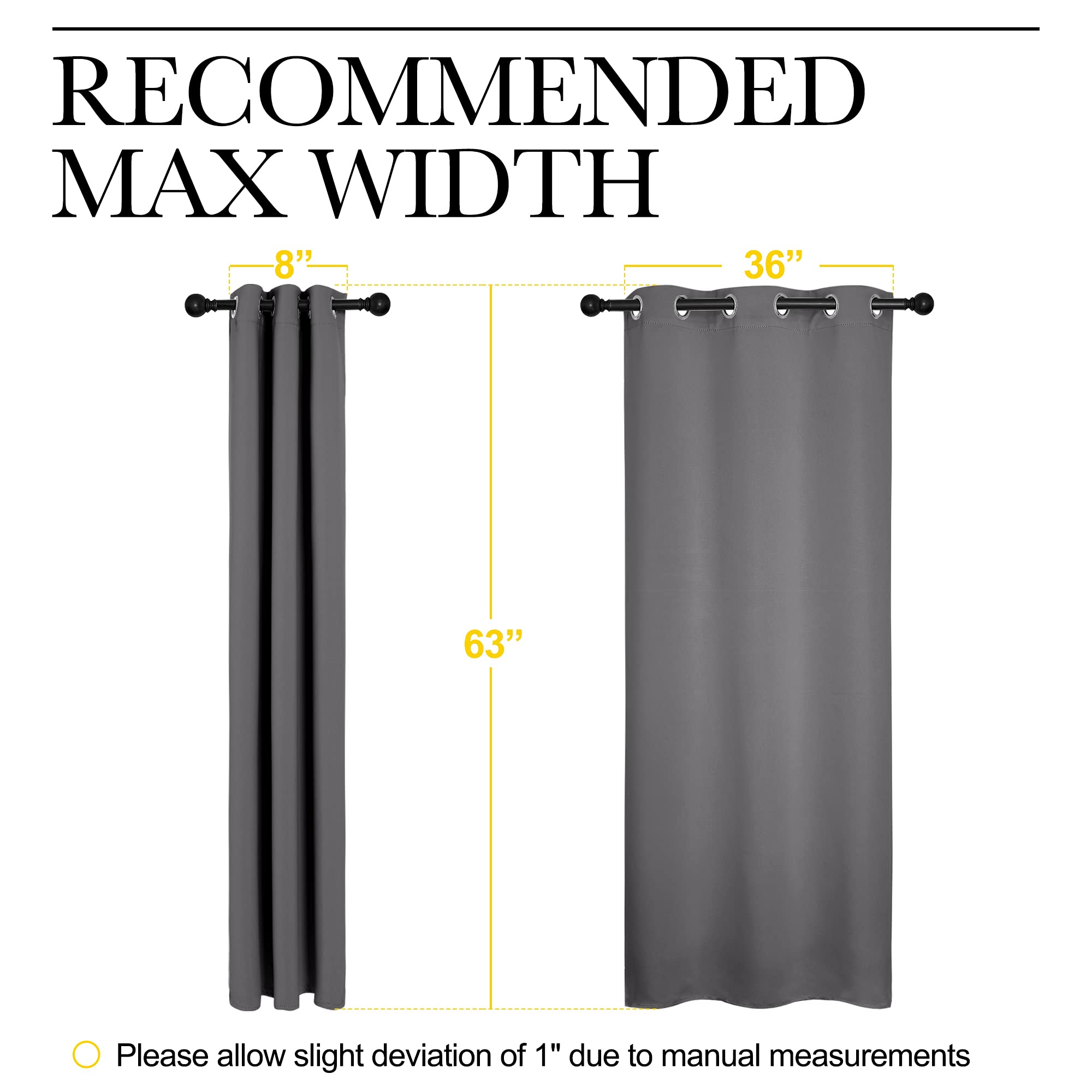 NICETOWN Blackout Curtains 2 Panels for Bedroom- Thermal Insulated Grommet Blackout Curtains 63 Inches Long for Living Room/Kitchen Rideaux occultants (2 Panels, W42 x L63 -Inch,Grey) 🍁 All In One Marketplace Canada