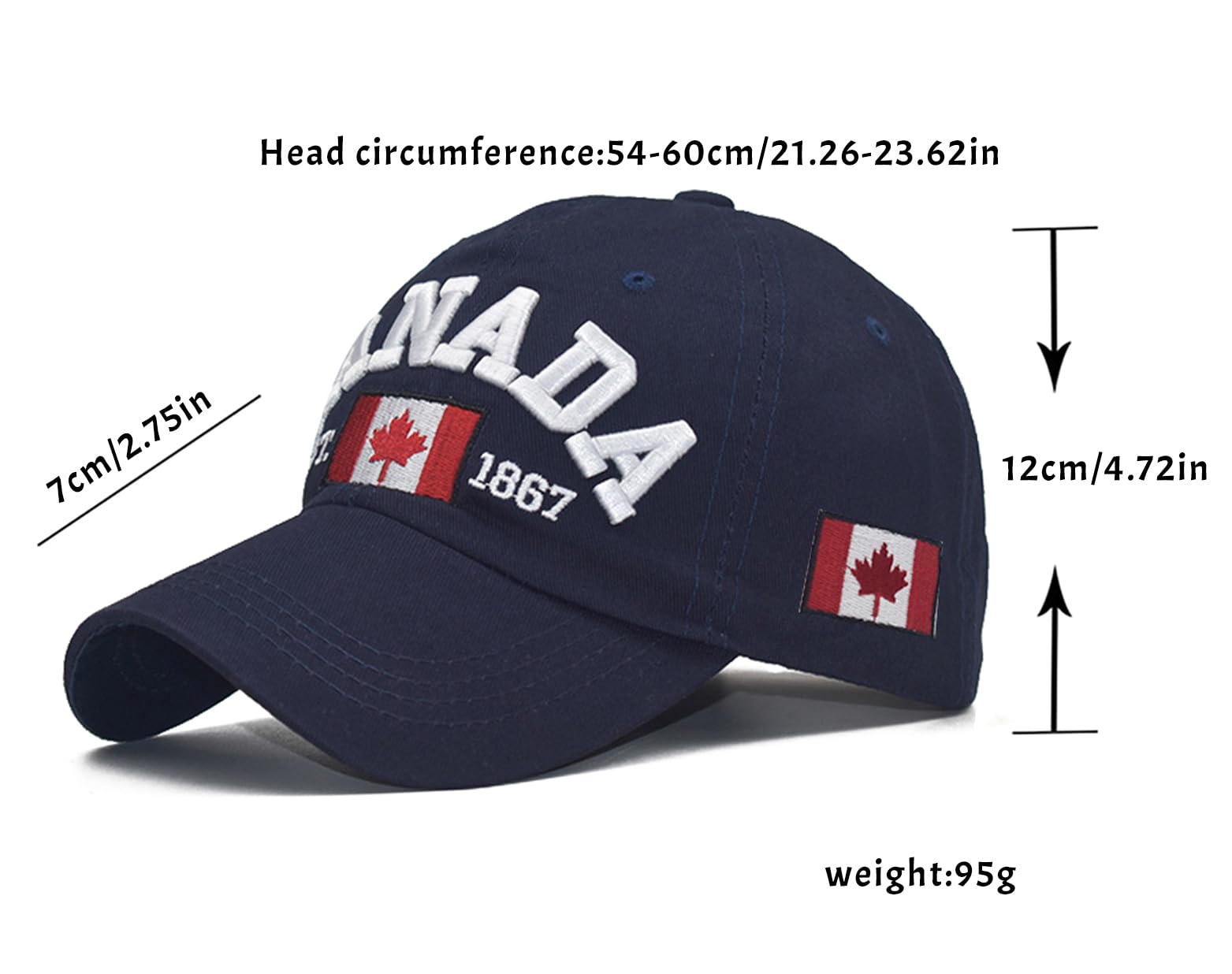 Navy Blue and Red Canada Baseball Cap for Men Women, Canada Day Maple Leaf Flag Embroidered Adjustable Dad Hat Golf Cap Sport Outdoor Fitted Plain Cap 🍁 All In One Marketplace Canada