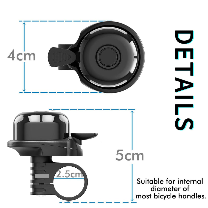 2 Pack Classic Bike Bell, Bicycle Bell | Loud Crisp Clear Sound for City Commuting & Mountain Bikes, BMX Bike, Sports Bike, Durable & Easy-Thumb Hit for Adults Kids, Right Hand/Left Hand Use - Black 🍁 All In One Marketplace Canada