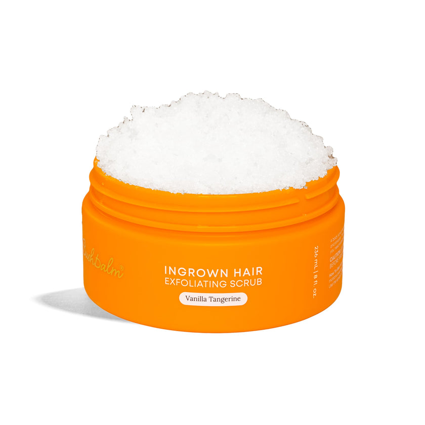 Bushbalm Ingrown Hair Exfoliating Scrub – Pre-Shave Sugar Scrub for Ingrown Hairs, Razor Bumps & Dry Skin – Gently Buffs & Soothes Sensitive Skin - Vanilla Tangerine 236 ml - Formerly Sweet Escape 🍁 All In One Marketplace Canada