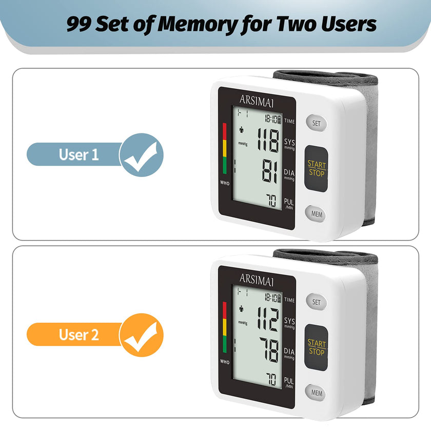 Blood Pressure Monitor - Wrist Accurate Automatic High Blood Pressure Monitors Portable LCD Screen with Storage Case and Adjustable Cuff Powered by Battery -Black 🍁 All In One Marketplace Canada