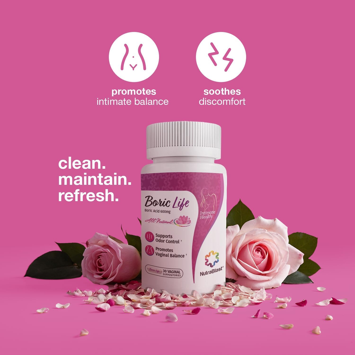 NutraBlast Boric Acid Vaginal Suppositories - 100% Pure Made in USA - Boric Life Intimate Health Support (14 Count) 🍁 All In One Marketplace Canada