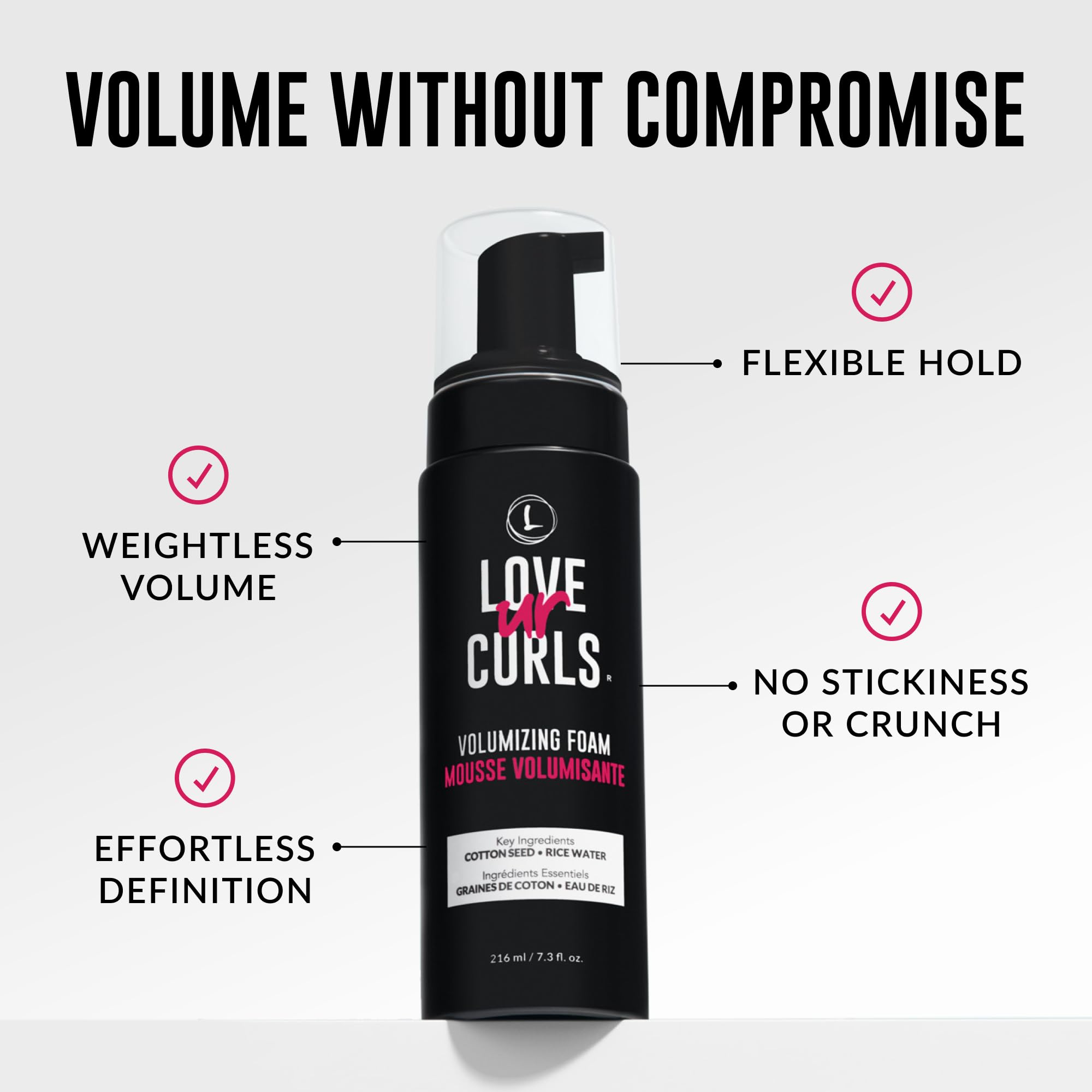Love Ur Curls® Volumizing Foam, Lightweight Mousse for Curly Hair, Volume & Definition, Frizz Control, Soft Hold, Vegan, Silicone-Free, Quick-Drying, 7.3Fl. Oz. 🍁 All In One Marketplace Canada