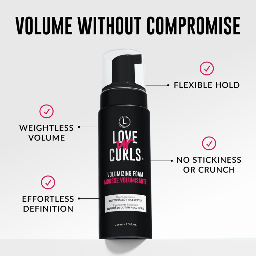 Love Ur Curls® Volumizing Foam, Lightweight Mousse for Curly Hair, Volume & Definition, Frizz Control, Soft Hold, Vegan, Silicone-Free, Quick-Drying, 7.3Fl. Oz. 🍁 All In One Marketplace Canada