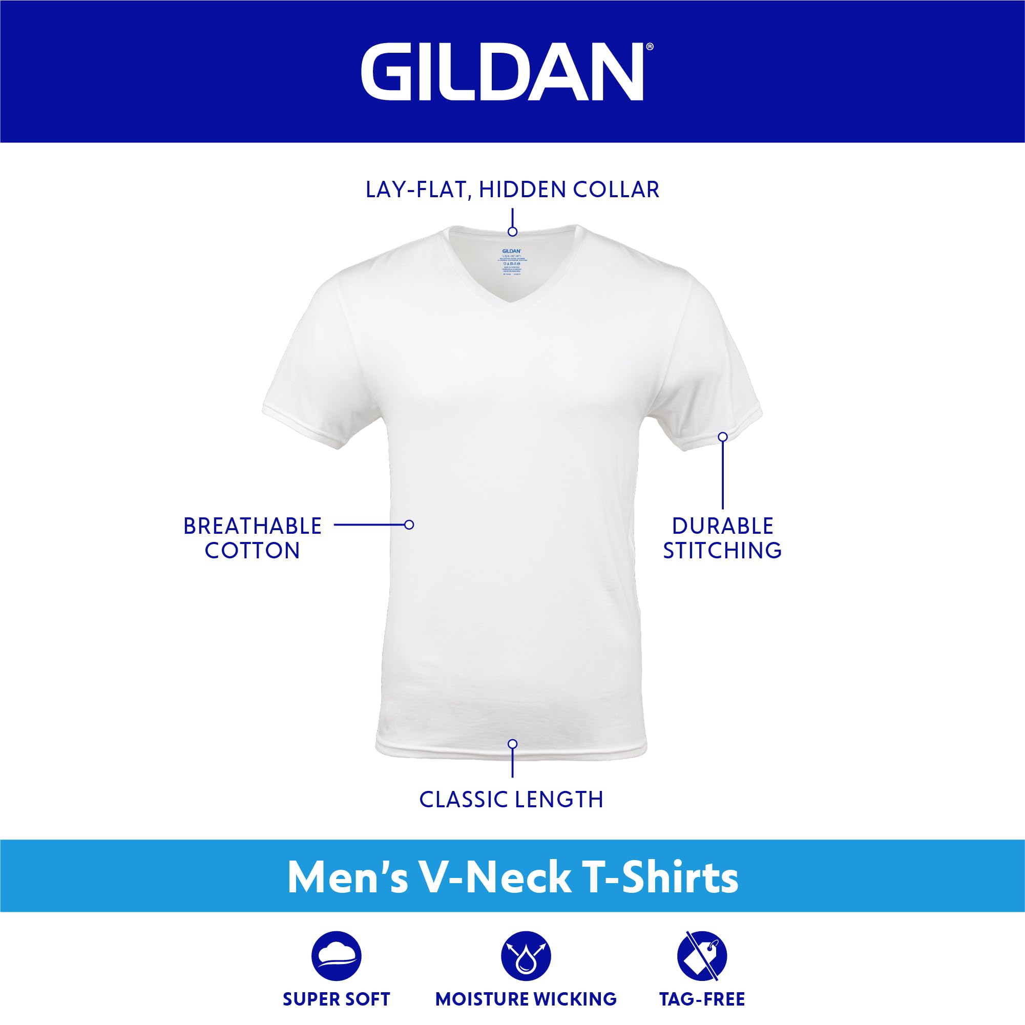 Gildan Men's V-Neck T-Shirts, Multipack, Style G1103, Navy/Charcoal/Cardinal Red (5-Pack), Large 🍁 All In One Marketplace Canada