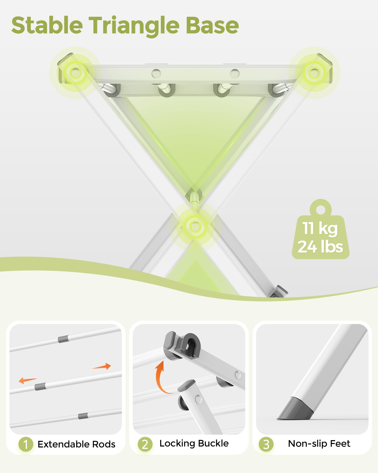 APEXCHASER Clothes Drying Rack, Expandable Drying Rack Clothes, Collapsible 3 Tiers Foldable Laundry Rack Indoor, for Baby Clothe Towels Bibs, White, 37.6inch 🍁 All In One Marketplace Canada