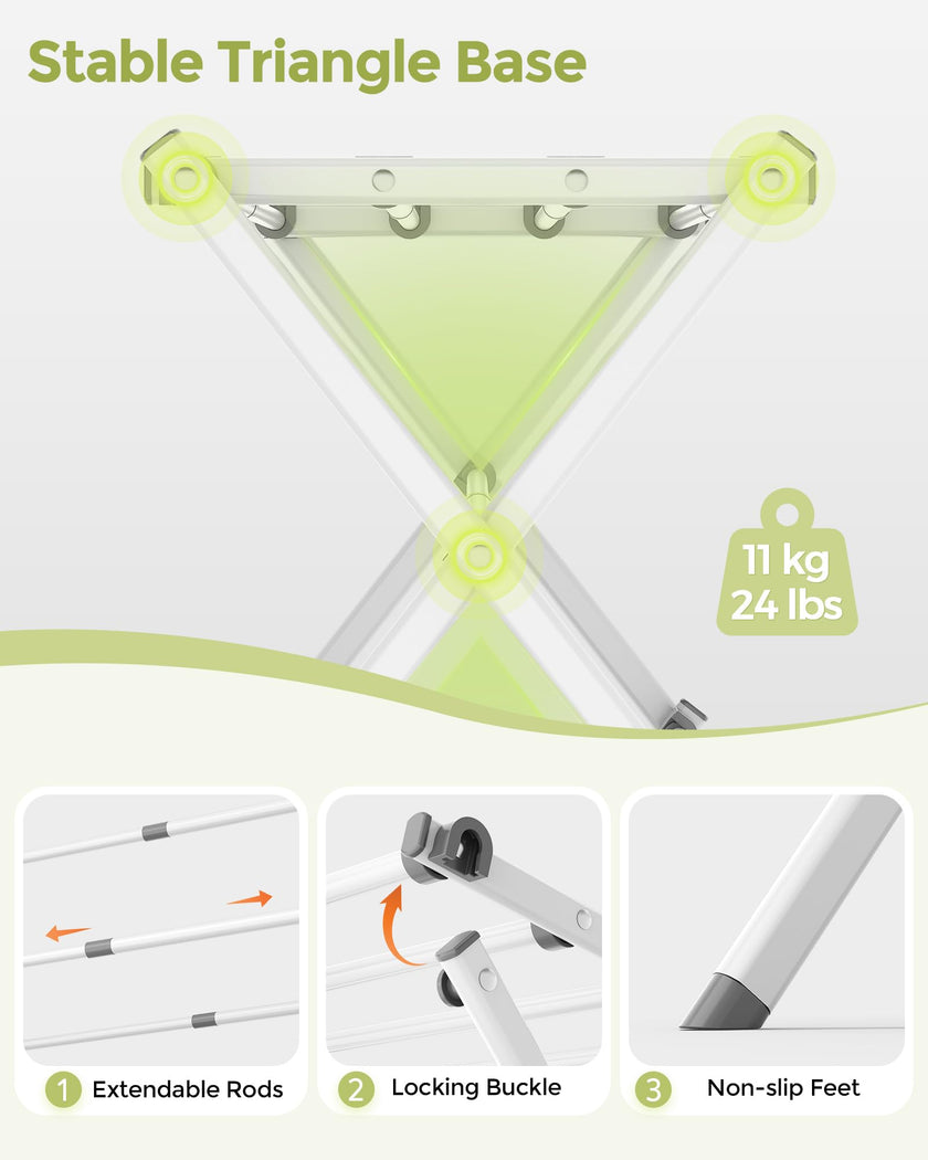 APEXCHASER Clothes Drying Rack, Expandable Drying Rack Clothes, Collapsible 3 Tiers Foldable Laundry Rack Indoor, for Baby Clothe Towels Bibs, White, 37.6inch 🍁 All In One Marketplace Canada