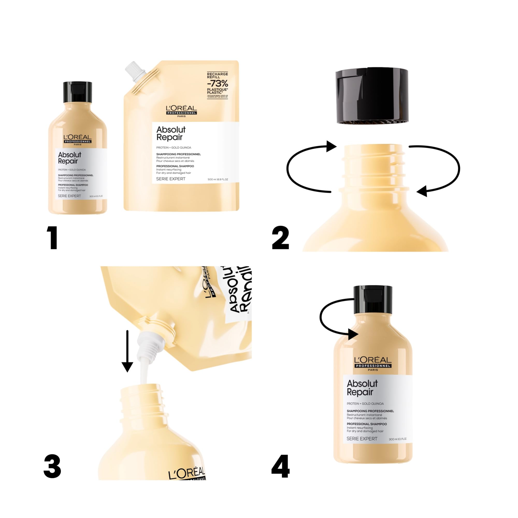 L'Oréal Professionnel Absolut Repair Shampoo Refill, Damaged Hair, 500 mL 🍁 All In One Marketplace Canada