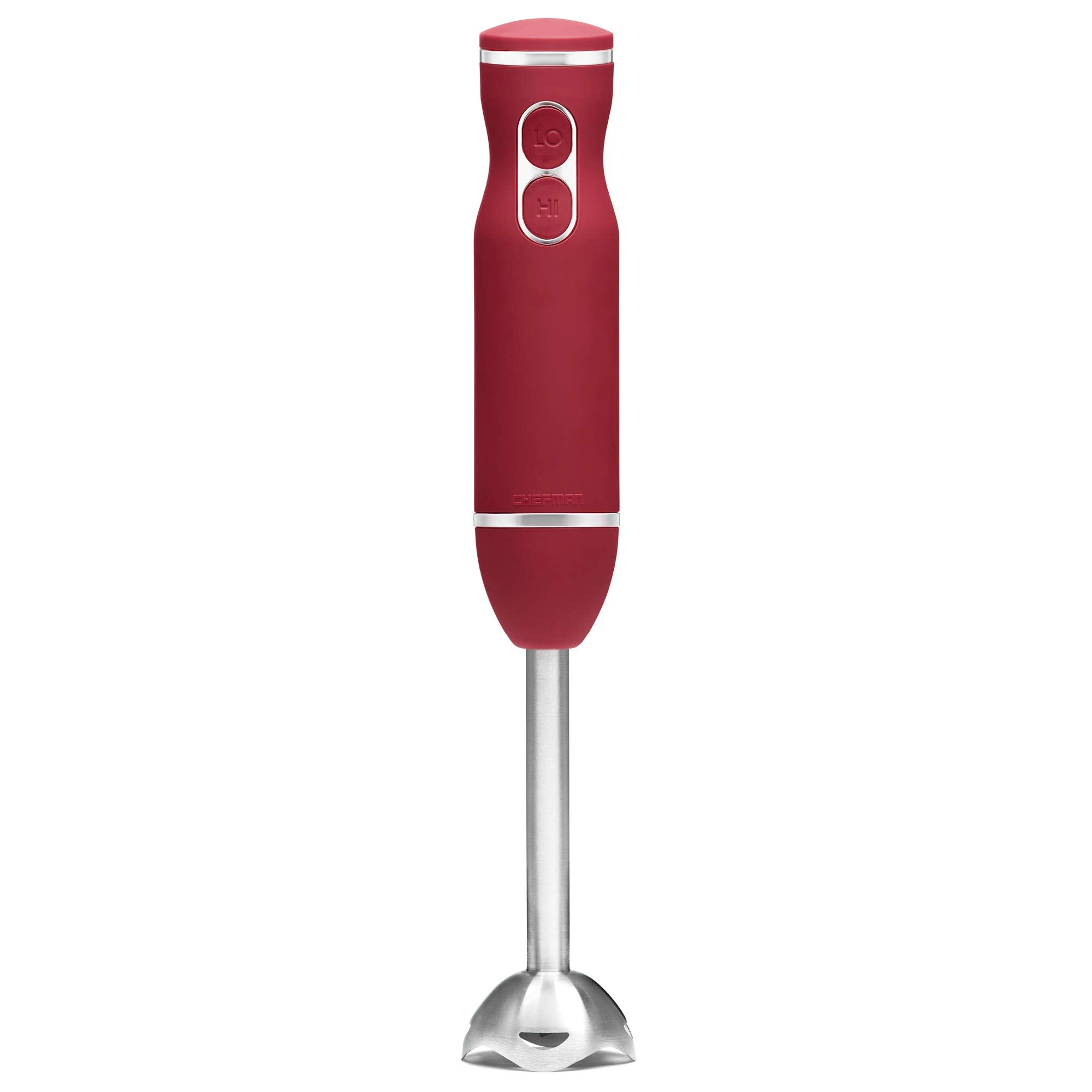Chefman Immersion Blender, 300W Hand Blender with Stainless Steel Blades, Powerful Electric Ice Crushing 2-speed Control Handheld Food Mixer, Purées, Smoothies, Shakes, Sauces & Soups, Red 🍁 All In One Marketplace Canada