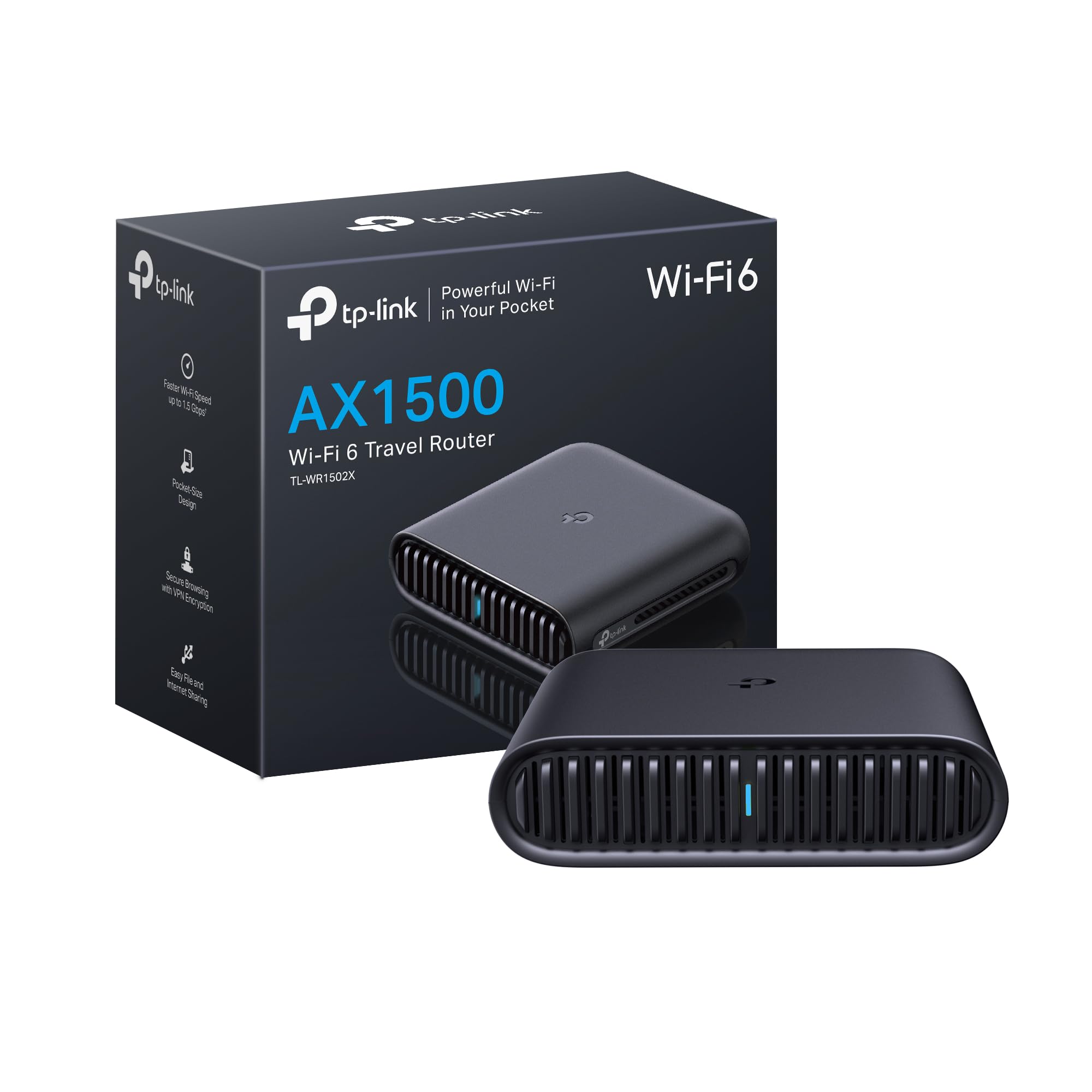 TP-Link Roam 6 AX1500 Dual-Band WiFi 6 Portable Travel Router (TL-WR1502X), Pocket-Sized, USB-C Powered, OpenVPN/WireGuard, USB Tethering, Gigabit Ports, Multi-Mode, Hotel/Cruise/Travel Ready 🍁 All In One Marketplace Canada