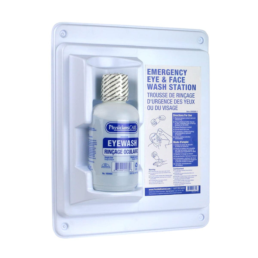 FIRST AID CENTRAL PhysiciansCare 500 ml (16 oz.) Single Bottle Eyewash Wall Station, White 🍁 All In One Marketplace Canada