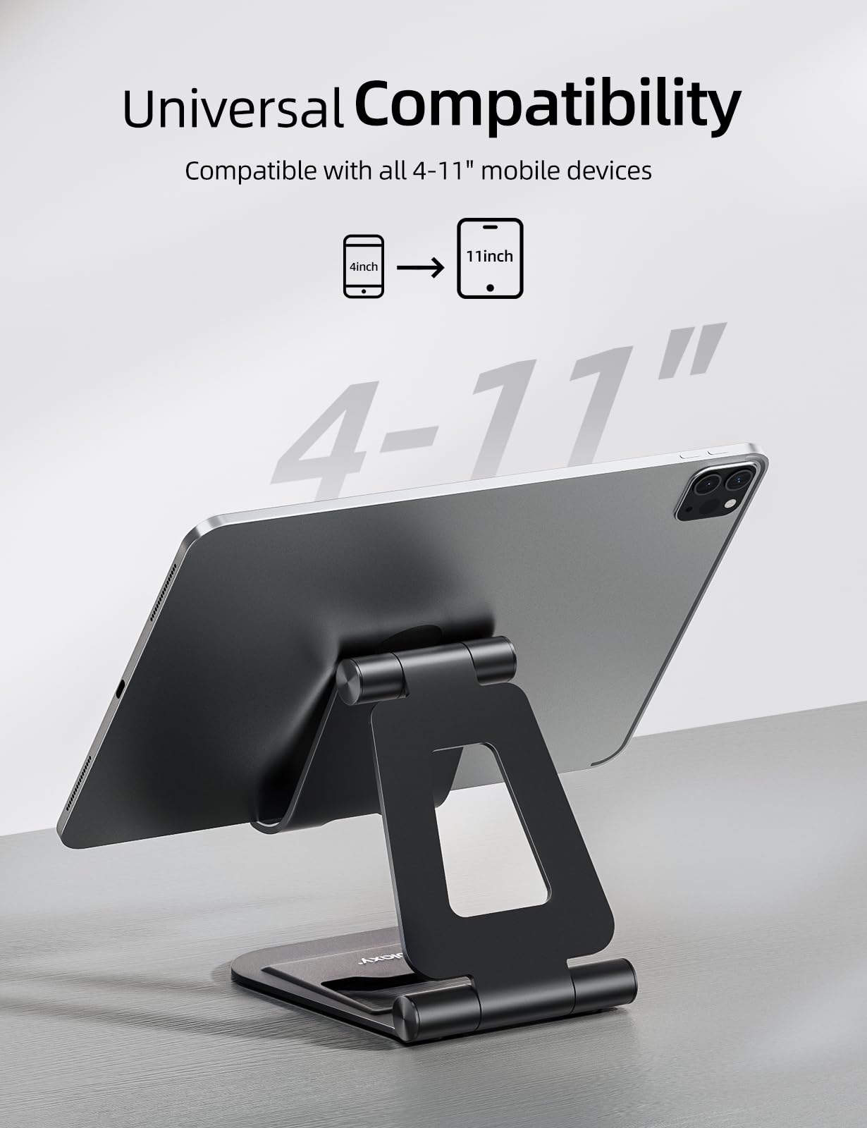 Nulaxy Aluminum Dual Foldable iPad Stand, Fully Adjustable Desktop Tablet Holder, iPad Accessories Office Compatible with 4-11