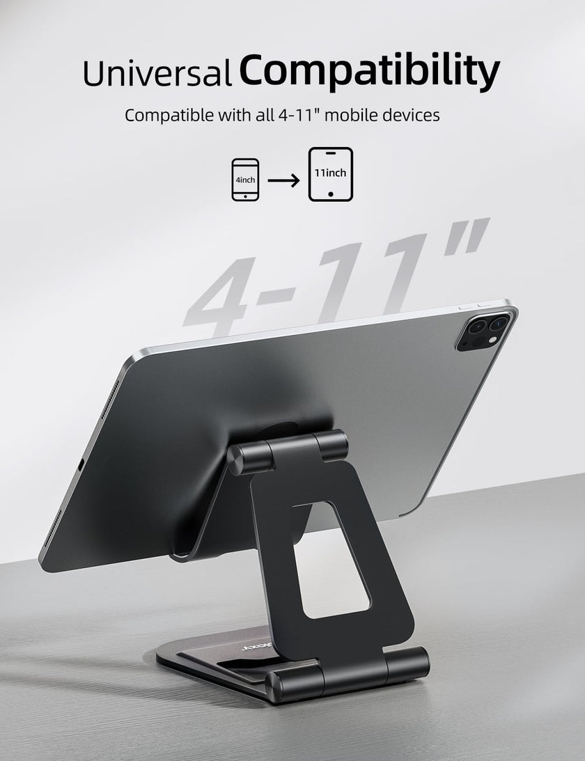 Nulaxy Aluminum Dual Foldable iPad Stand, Fully Adjustable Desktop Tablet Holder, iPad Accessories Office Compatible with 4-11