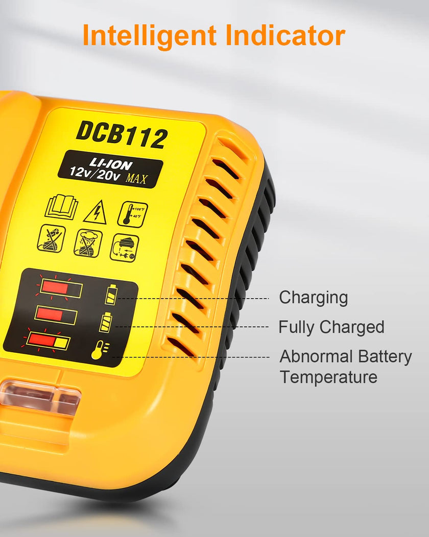 Replacement for Dewalt 20V Max Battery Charger DCB112, Compatible with Dewalt 12V 20V Max Lithium Battery DCB203 DCB204 DCB205 DCB205 DCB120 DCB123 DCB125 DCB127 DCB112 DCB115 DCB118 DCB102 DCB104 🍁 All In One Marketplace Canada