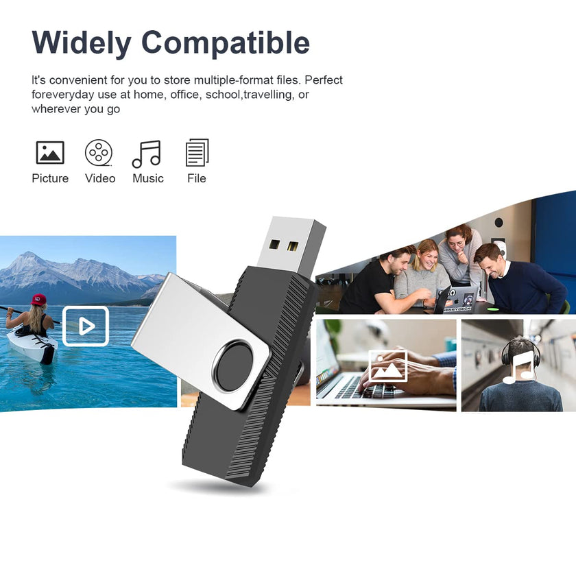 64 GB Flash Drive, Aiibe USB Flash Drive Thumb Drive 64GB Memory Stick Zip Drive Fold Storage Jump Drive 64G USB 2.0 Black 🍁 All In One Marketplace Canada