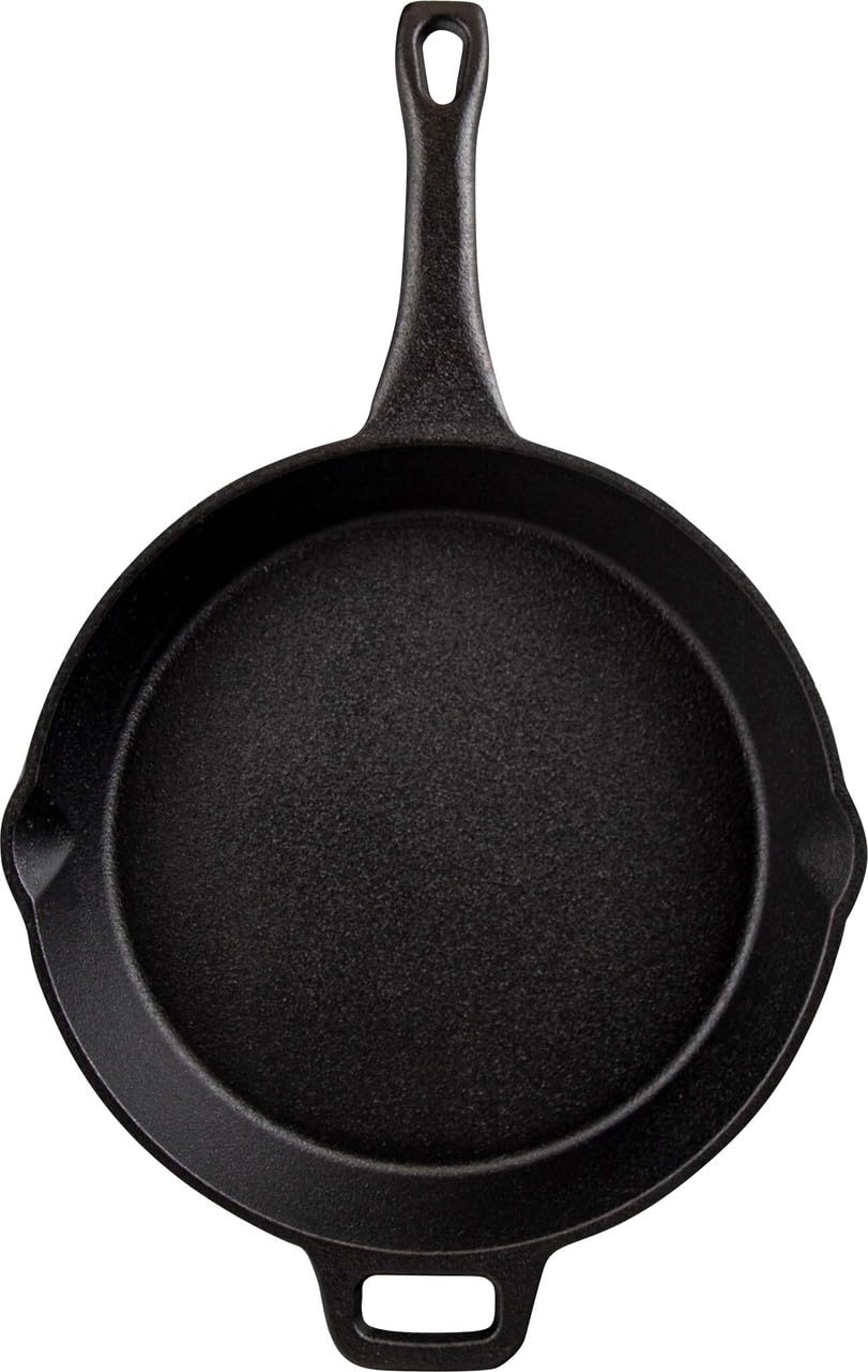 Coghlan's Cast Iron Skillet – 10.1-Inch Pre-Seasoned Frying Pan with Dual Pour Spouts & Helper Handle for Campfire Cooking, Stove, Grill, or Oven – Durable Outdoor Cookware 🍁 All In One Marketplace Canada