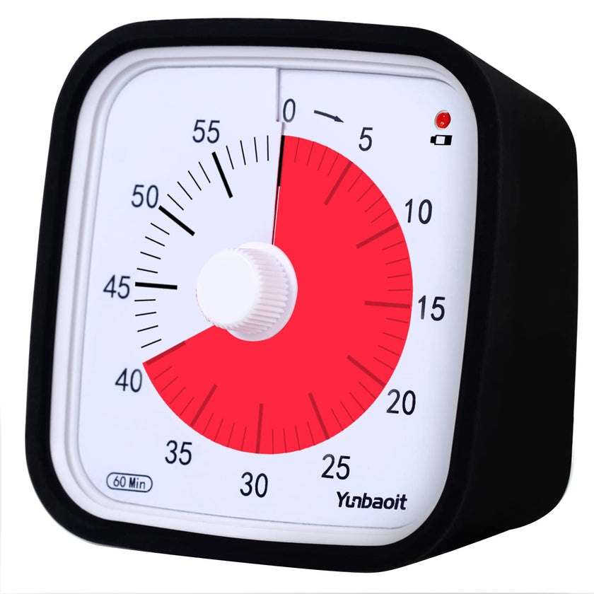 Visual Timer with Protective Case, Yunbaoit Upgraded 60-Minute Countdown Timer for Kids and Adults with Low Battery Remind, Silent Time Management Tool, No Ticking Optional Alert(Black) 🍁 All In One Marketplace Canada