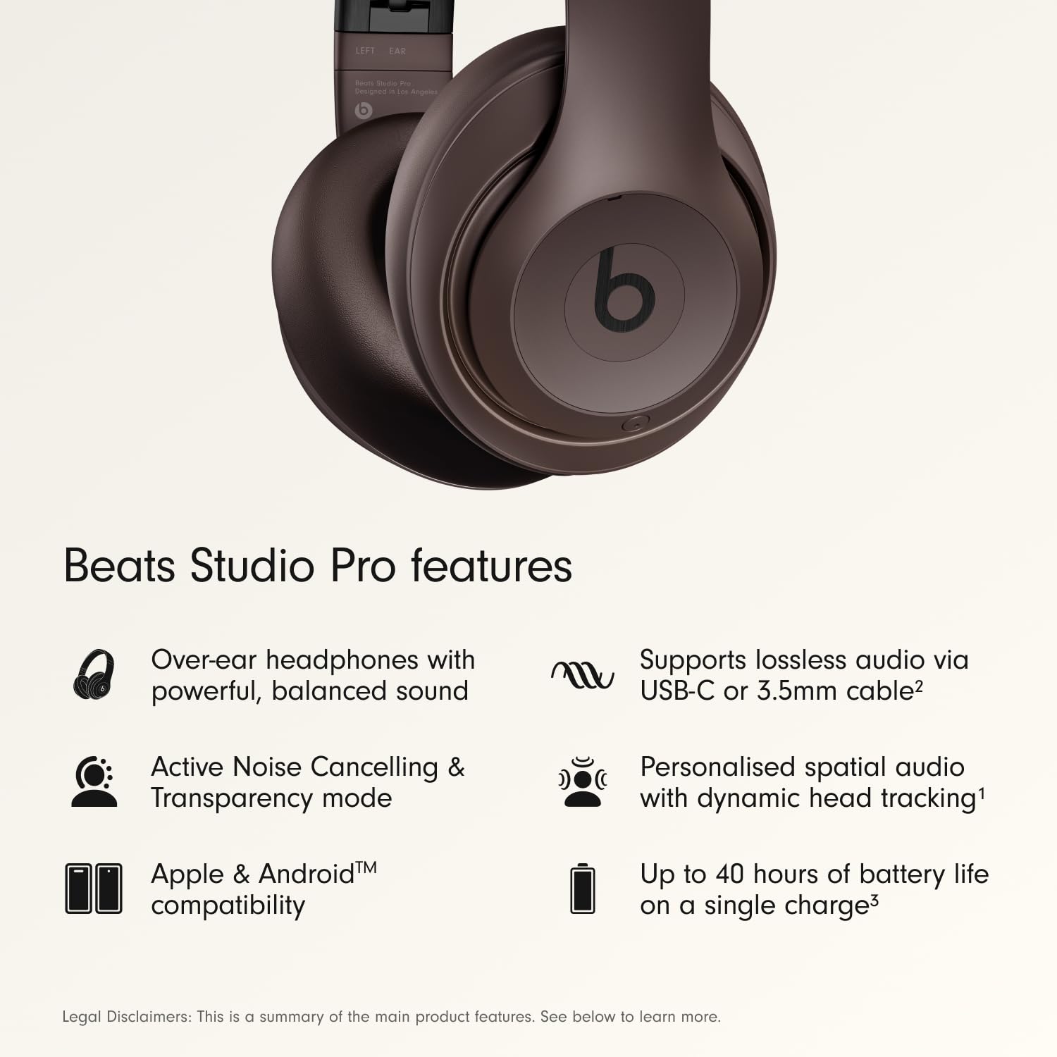 Beats Studio Pro - Wireless Bluetooth Noise Cancelling Headphones - Personalized Spatial Audio, USB-C Lossless Audio, Apple & Android Compatibility, Up to 40 Hours Battery Life - Deep Brown 🍁 All In One Marketplace Canada