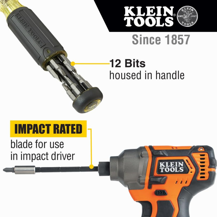 Klein Tools 32303 Multi-Bit Screwdriver/Nut Driver, Impact Rated 14-in-1 Magnetic Screwdriver Set Phillips, Slotted, Square, Combo, Torx 🍁 All In One Marketplace Canada