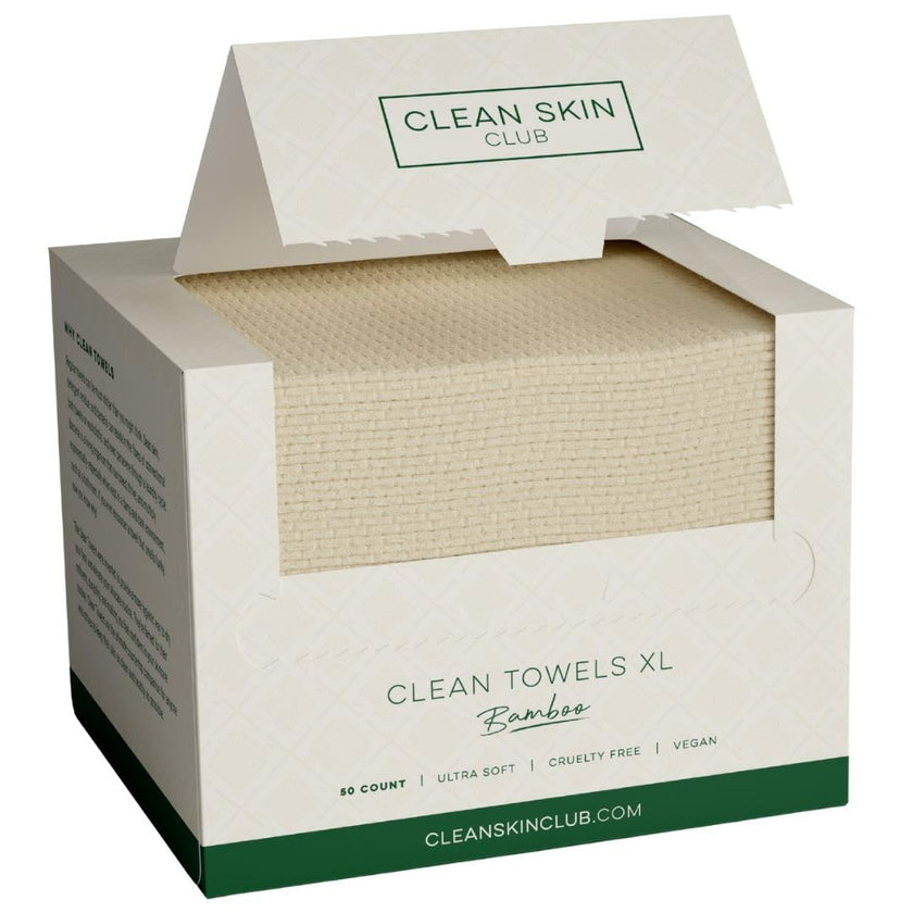 Clean Skin Club Bamboo Viscose Clean Towels® XL 100% USDA Biobased Face Towel, Disposable Face Towelette, Makeup Remover Dry Wipes, Ultra Soft, 50 Ct, 1 Pack 🍁 All In One Marketplace Canada