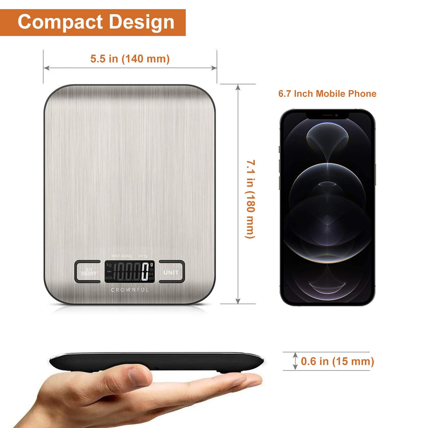 CROWNFUL Food Scale, 11lb Digital Kitchen Scales Weight Ounces and Grams for Cooking and Baking, 6 Units with Tare Function (Battery Included) 🍁 All In One Marketplace Canada