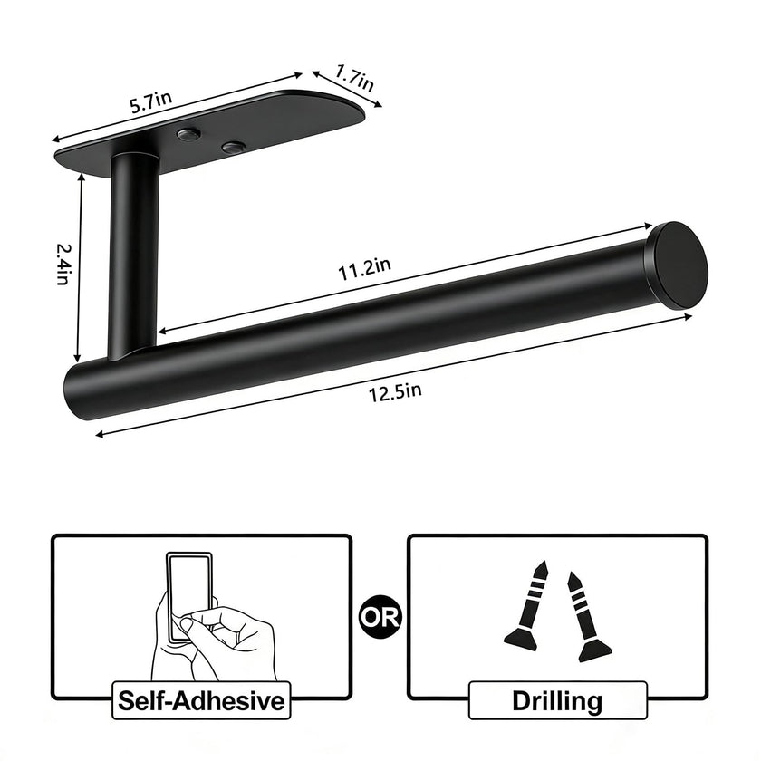 HUFEEOH Black Adhesive Paper Towel Holder Under Cabinet Wall Mount for Kitchen Paper Towel, Stainless Steel Paper Towel Roll Rack for Bathroom Towel 🍁 All In One Marketplace Canada