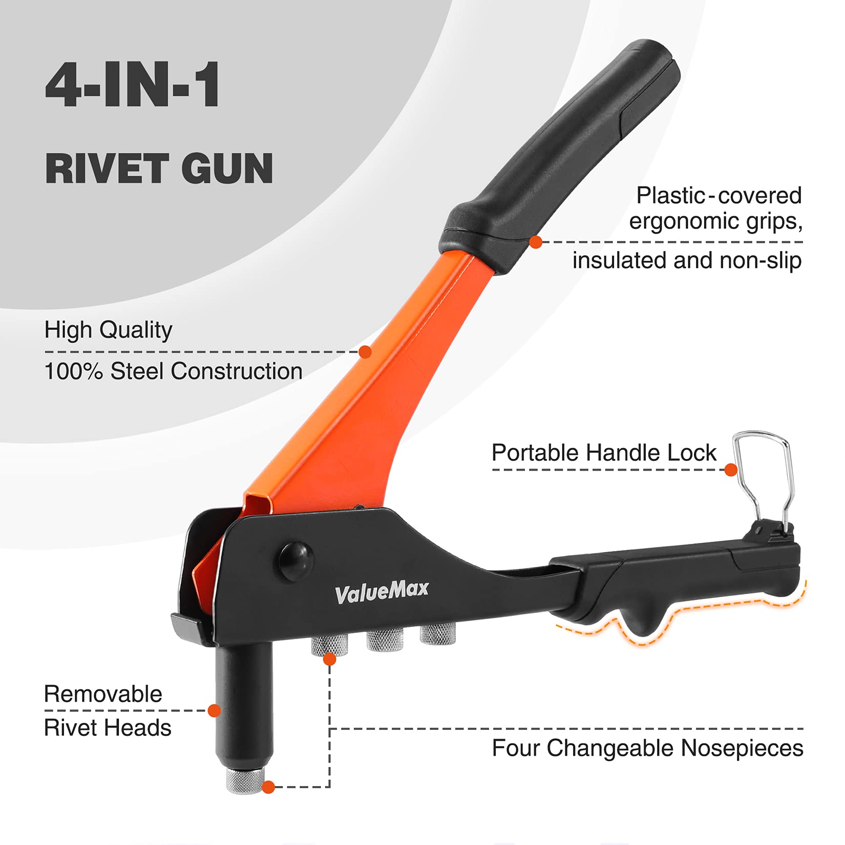 ValueMax 4-in-1 Hand Riveter/Rivet Gun, Pop Rivet Tool Kit with 200 Rivets 🍁 All In One Marketplace Canada