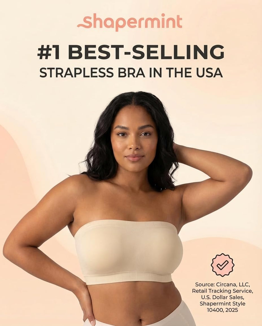 SHAPERMINT Convertible Strapless Bras for Women - Compression Wireless Bandeau Bra Top Beige 🍁 All In One Marketplace Canada