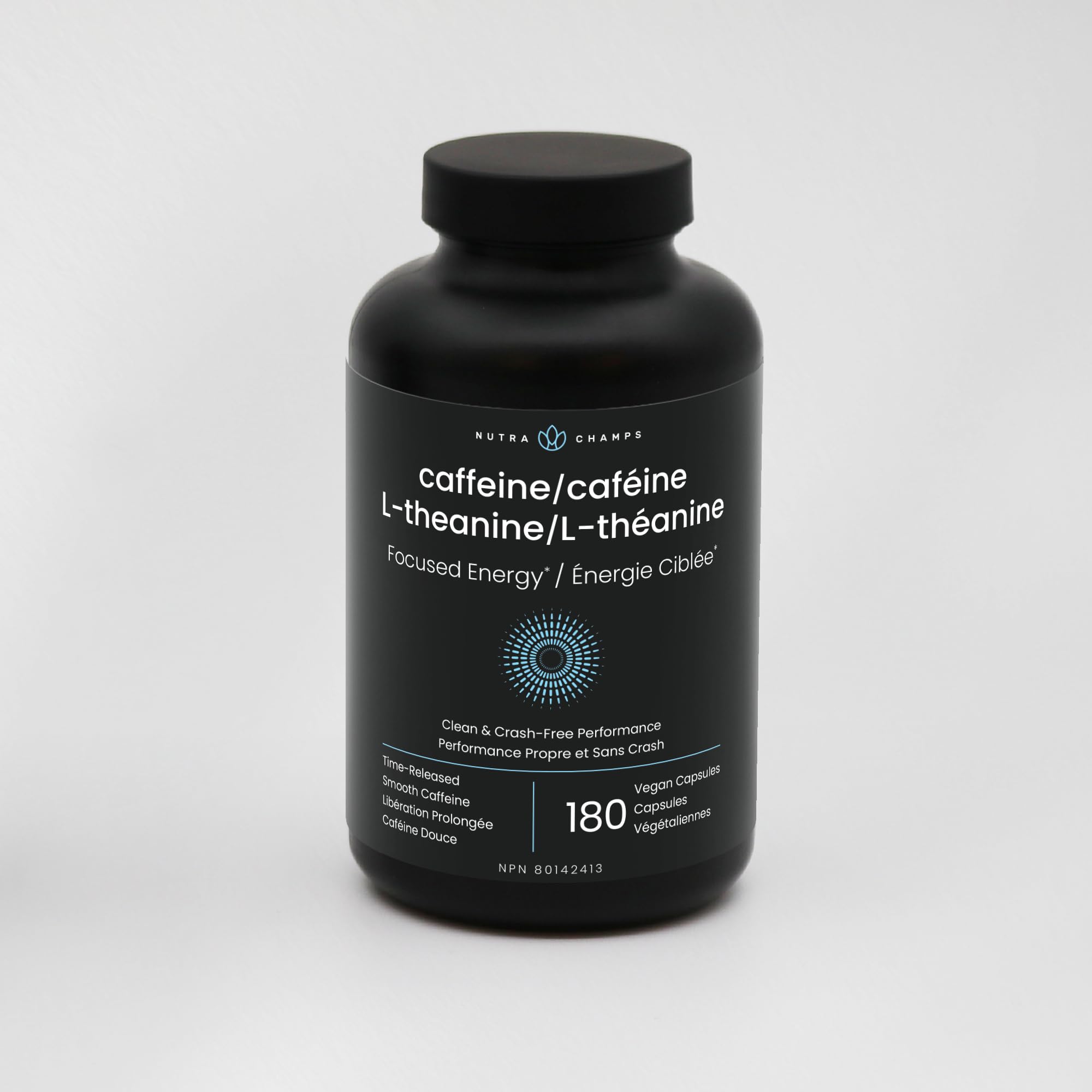 Caffeine Pills with L-Theanine - 180 Energy Pills for Women & Men - Clean & Long-Lasting Focused Energy - Sustained Release 100mg Caffeine + 200mg L Theanine - No Crash Capsules, Vegan Supplement 🍁 All In One Marketplace Canada