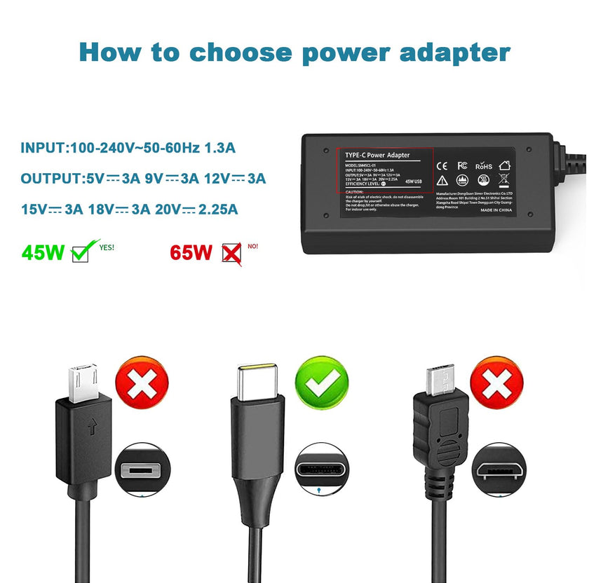GDTOWD Universal 45W USB C Chromebook Charger Compatible with HP Acer Lenovo Asus Samsung Dell Google,Chromebook Laptop Type C AC Adapter Fast Charging 🍁 All In One Marketplace Canada