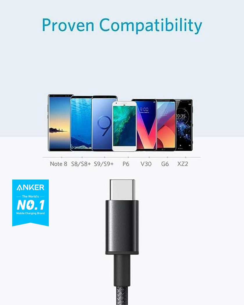 Anker Cable [2 Pack, 10FT], USB A to USB C Cable for Samsung Galaxy S10 S10+, LG V30, Beats Fit Pro and More (Black) 🍁 All In One Marketplace Canada
