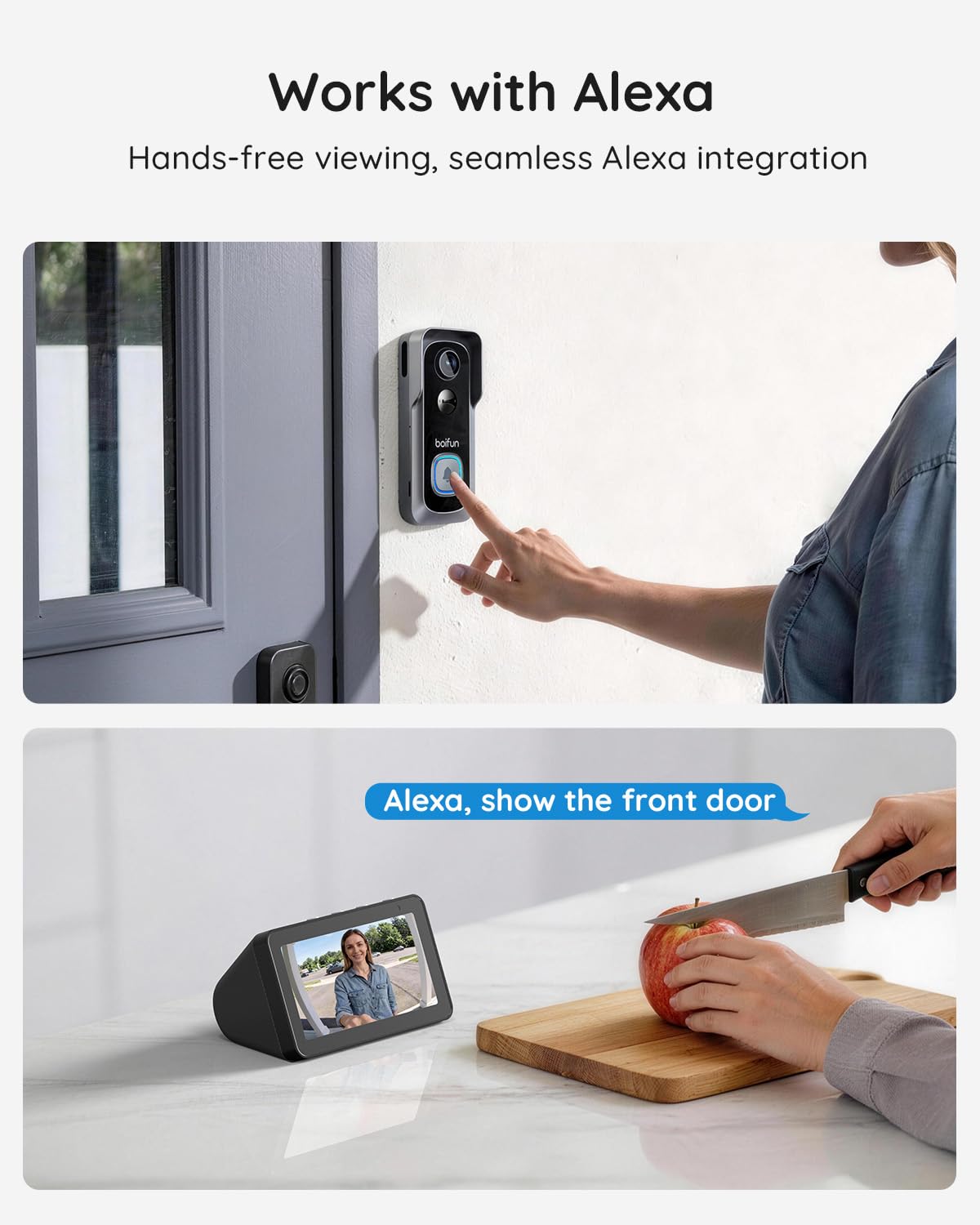 BOIFUN Video Doorbell Camera Wireless – No Subscription Required, 2K HD, 166° Wide View, HDR Night Vision, Motion Alerts, Two-Way Audio & Package Watch with Chime, Battery Powered, 2.4 GHz Wi-Fi Only 🍁 All In One Marketplace Canada