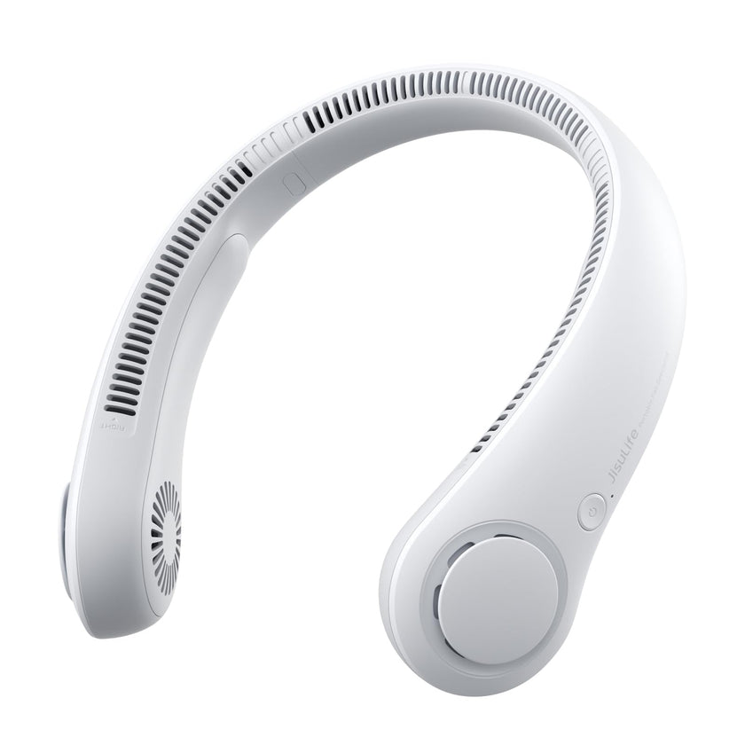 JISULIFE Portable Neck Fan, Hands Free Bladeless Hanging Sport Fan, 4000 mAh Battery Operated Wearable Personal Fan, Leafless, Rechargeable, Headphone Design, USB Powered Desk Fan, 5 Speeds - Grey 🍁 All In One Marketplace Canada