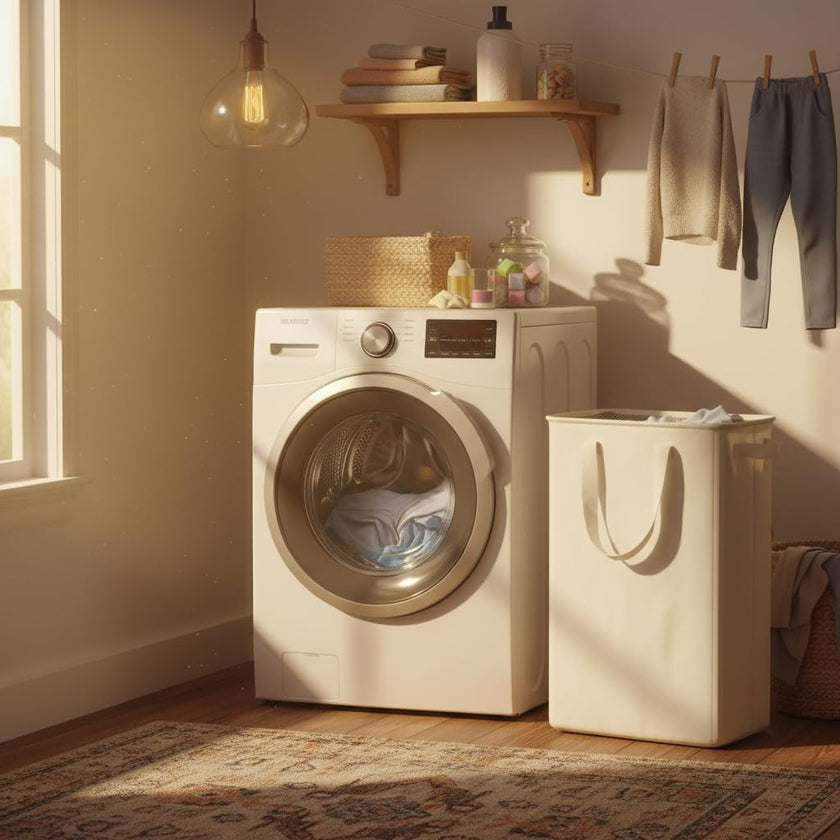 efluky Slim Laundry Hamper with Handles, Collapsible Small Hamper for Laundry, Dirty Clothes Basket for Bedroom, Dorm and Laundry Room, 48L (12.7 Gallon) Beige 🍁 All In One Marketplace Canada
