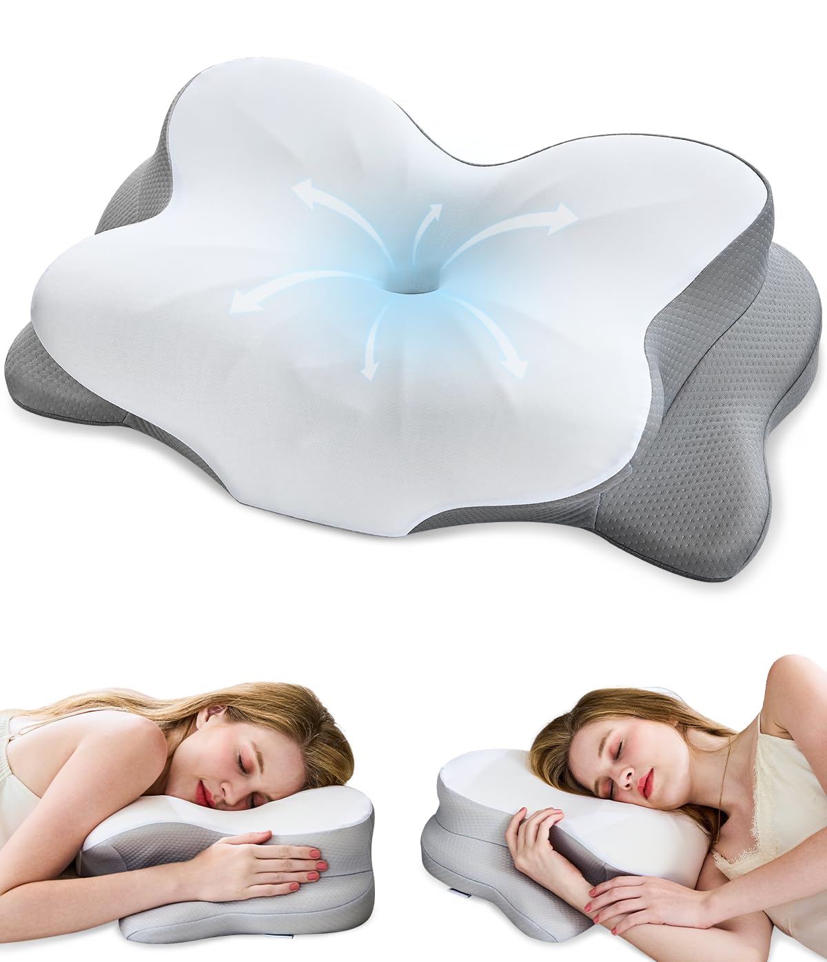 CosBed Cervical Neck Pillow, Ergonomic Memory Foam Pillows for Neck Pain Relief with Breathable Pillowcase, Contour Neck Support Pillow for Side Back Stomach Sleepers White 🍁 All In One Marketplace Canada