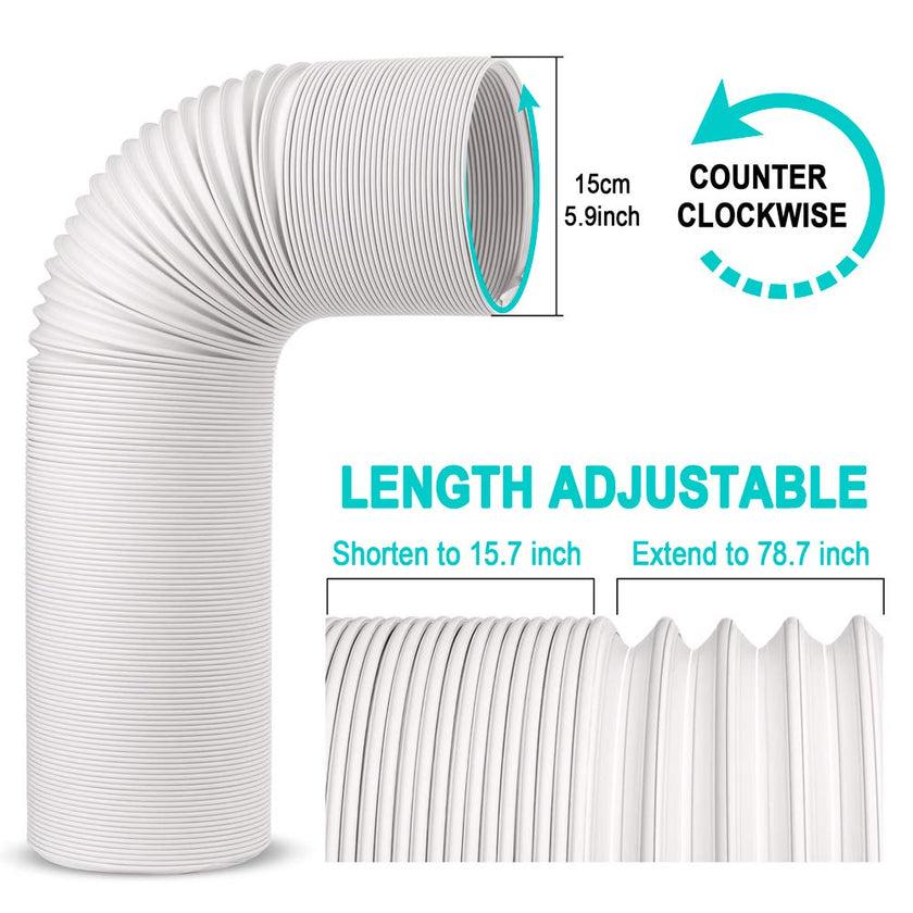 Air Conditioner Hose, Portable Exhaust Vent Hose with 5.9 Inch （6”） Diameter, Counterclockwise AC Hose Length to 80 Inch, Universal Replacement AC Vent Hose for LG and Many More Portable AC 🍁 All In One Marketplace Canada