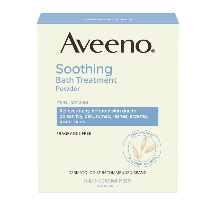 Aveeno Soothing Bath Treatment, Eczema, Dry Skin Relief, Colloidal Oatmeal Bath, Cleanser, Fragrance Free, 8-pack, 42 gram 🍁 All In One Marketplace Canada