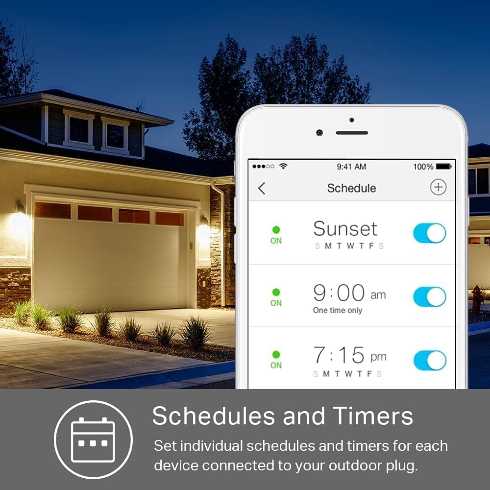 Kasa Smart Outdoor Smart Plug by TP-Link (KP400) - Smart WiFi Outlet with 2 Sockets, IP64 Waterproof, Works with Alexa and Google Home, 2.4GHz WiFi Required, No Hub Required, Sunset & Sunrise Offset 🍁 All In One Marketplace Canada