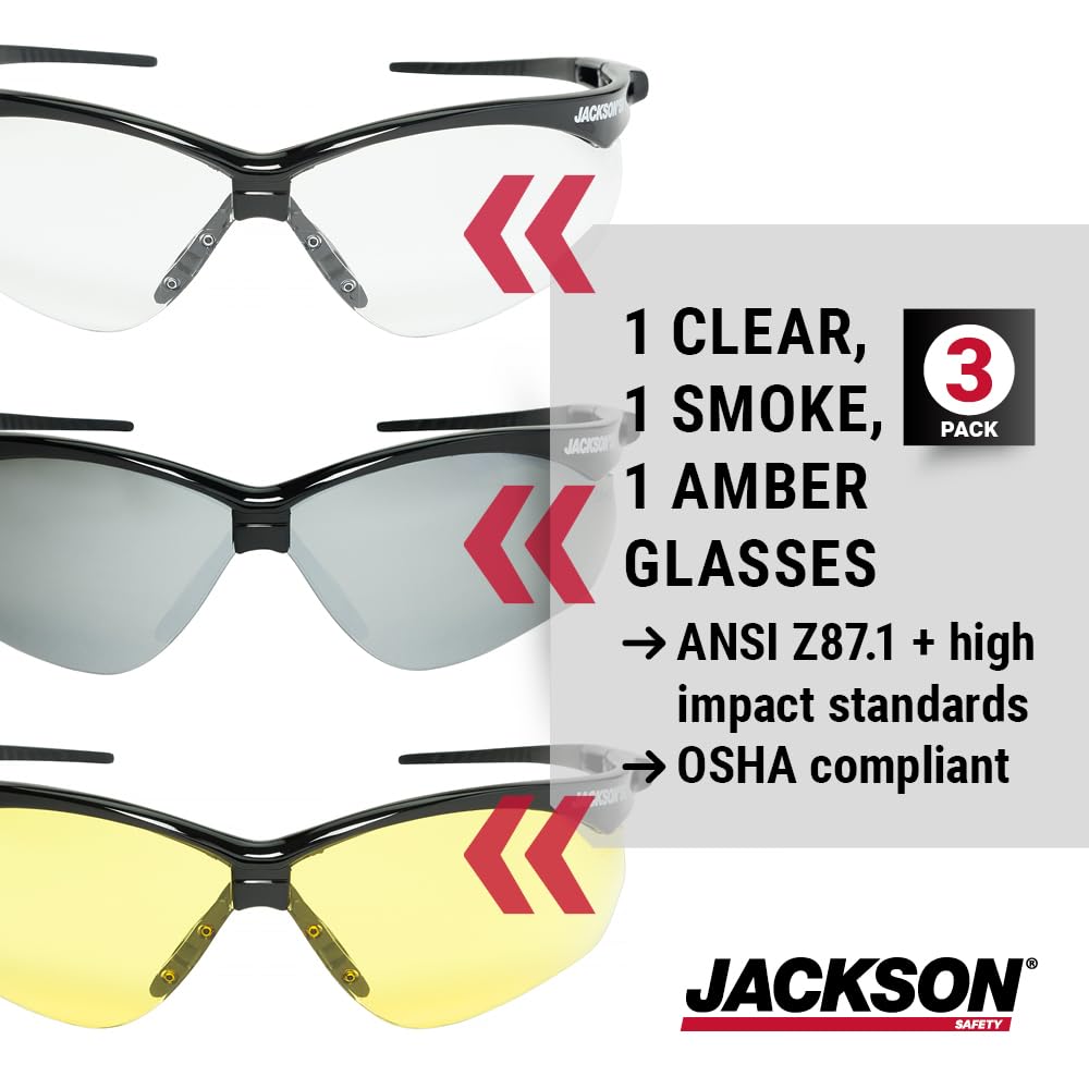 Jackson Safety 3-Pack SG Safety Glasses for Men & Women - CSA Z94.3 🍁 All In One Marketplace Canada
