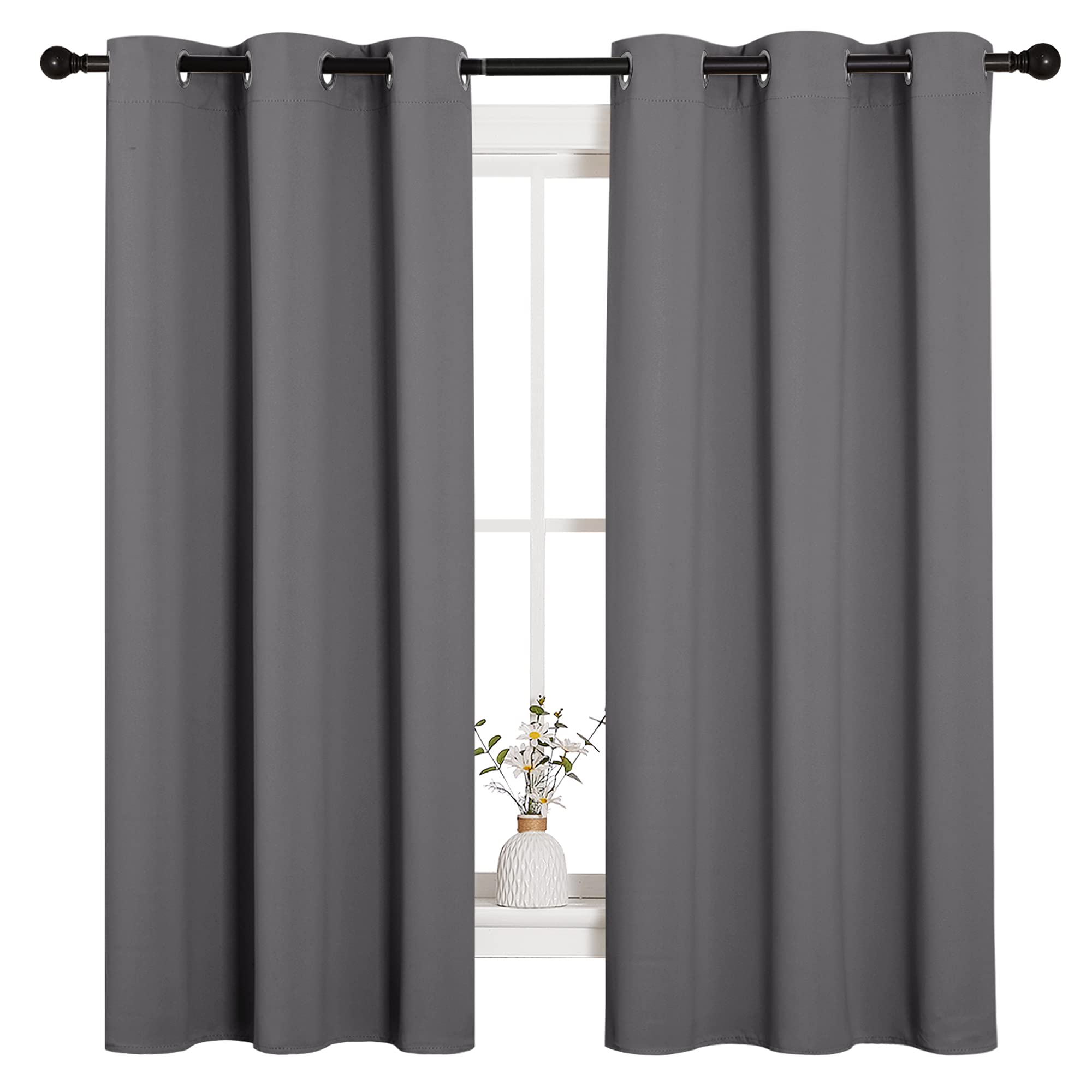 NICETOWN Blackout Curtains 2 Panels for Bedroom- Thermal Insulated Grommet Blackout Curtains 63 Inches Long for Living Room/Kitchen Rideaux occultants (2 Panels, W42 x L63 -Inch,Grey) 🍁 All In One Marketplace Canada