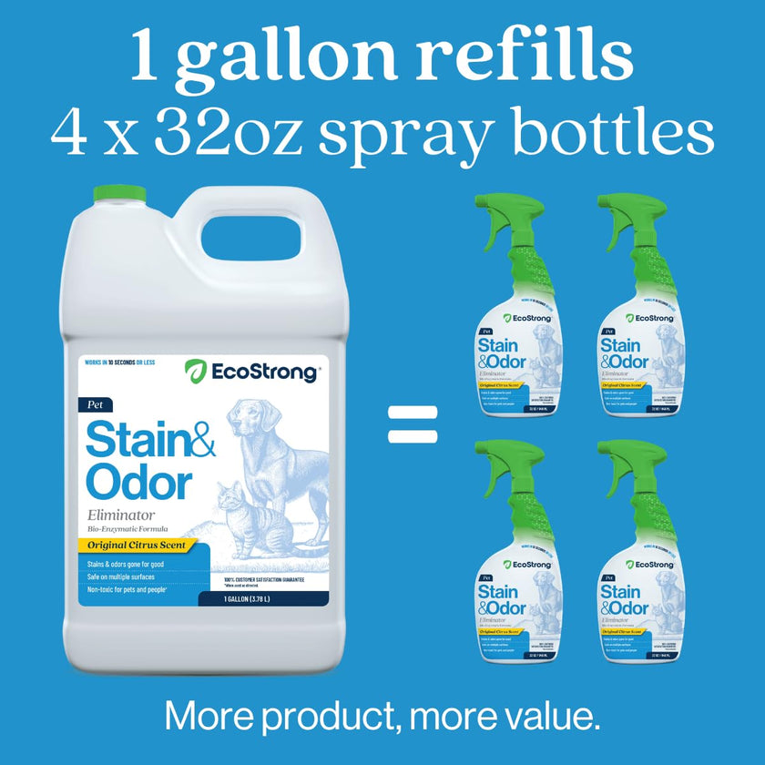 Eco Strong Pet Stain and Odor Remover - Cat Urine Enzyme Cleaner Destroyer, Urine Destroyer for Dogs, Pet Urine Enzyme Cleaner - 128 Oz 🍁 All In One Marketplace Canada