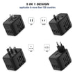 RXSQUL Universal International Power Travel Plug Adapter, 5 in 1 European Travel Plug Adapter W/ 3.5A 2xUSB-A And 2xUSB C Wall Charger and Worldwide AC Outlet for Europe USA UK AUS Asia-Black 🍁 All In One Marketplace Canada