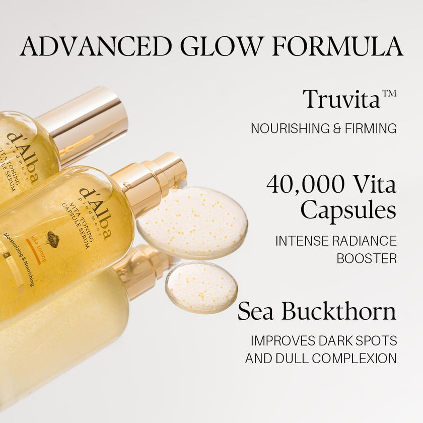 d'alba Piedmont Vita Toning Capsule Serum (100ml), Large Size, Daily Vita Boost for Luminous Skin, Double Vitamin Formula 🍁 All In One Marketplace Canada